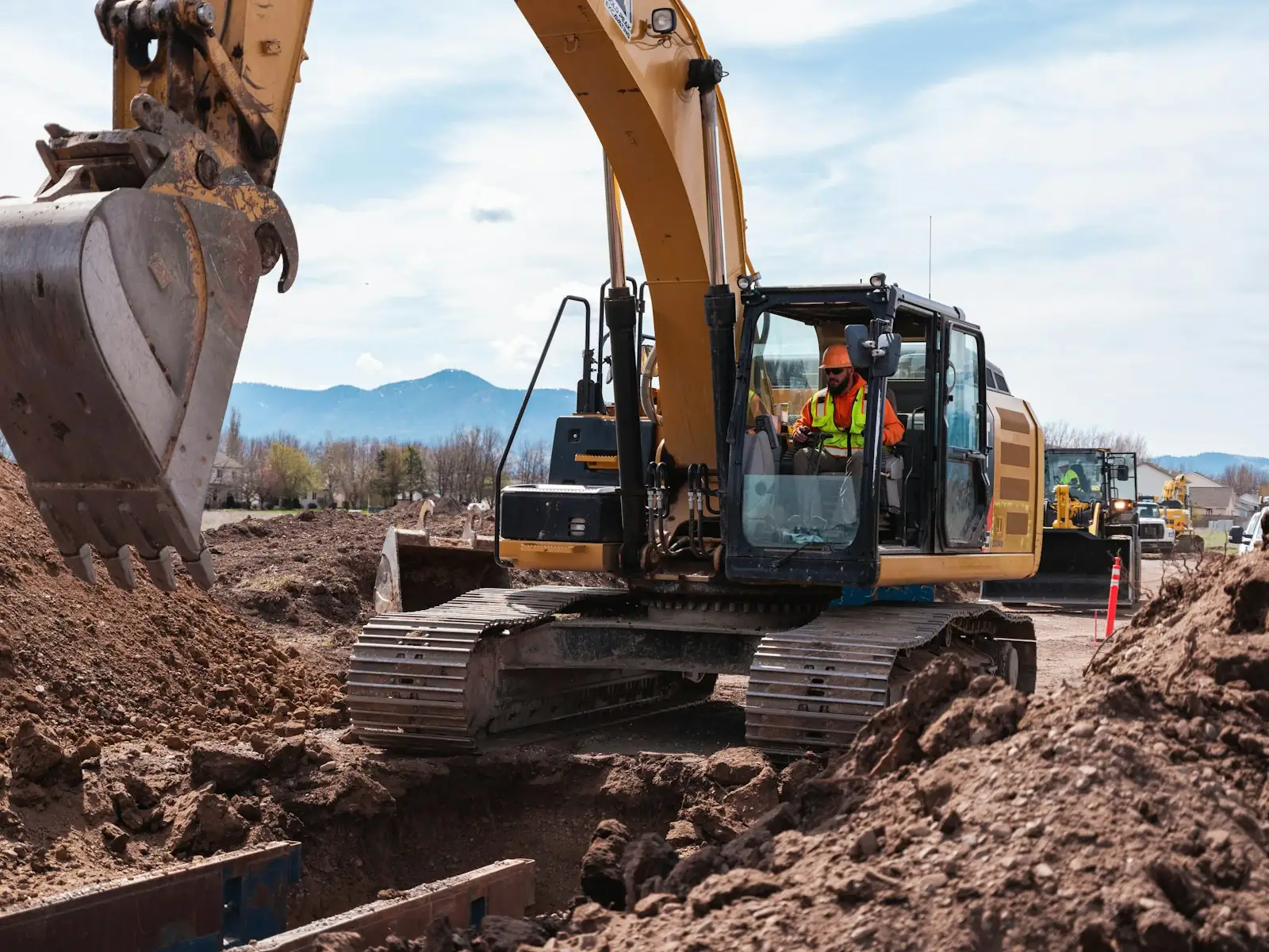 Excavator working on an earthmoving site